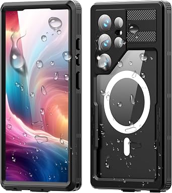 Guppy for Galaxy S24 Ultra Magnetic Waterproof Case, Built-in Screen Protector [IP68 Waterproof][6.6FT Military Drop proof]360 Full Body Protection Dustproof Shockproof Heavy Duty Rugged Case, Black