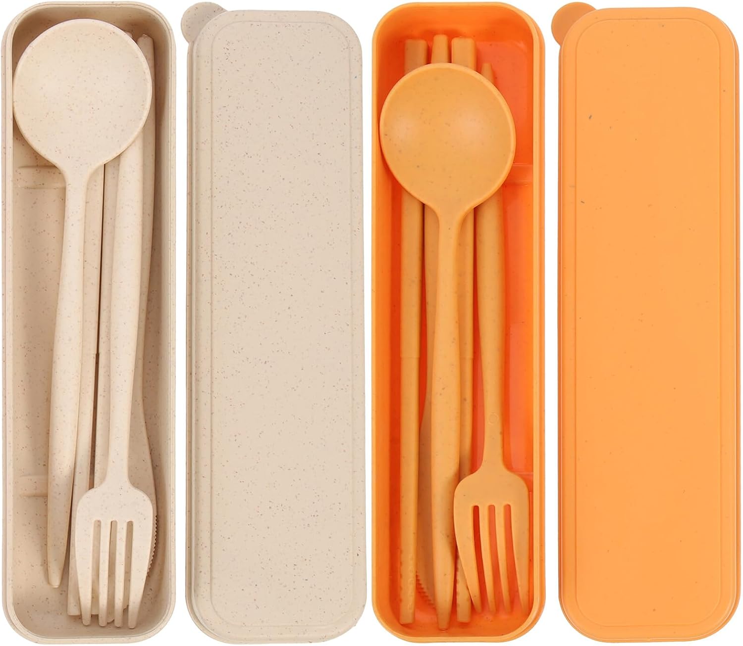 Toddmomy Outdoor Travel Cutlery Set 8pcs, Portable Backpacking Cutlery Kit with Fork Spoon Knife Chopsticks, Reusable Lightweight Flatware for Camping Hiking Picnic