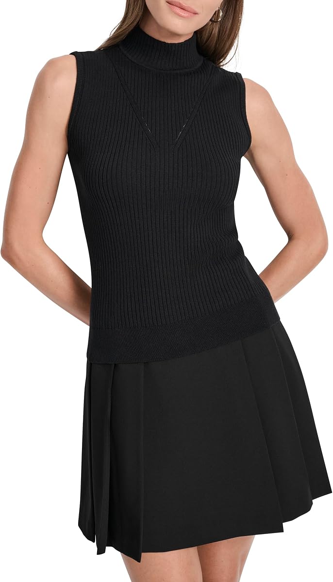 DKNY Women's Sleeveless Turtleneck Blouse