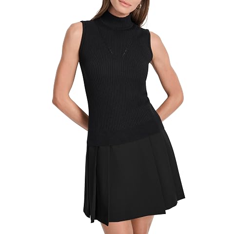 DKNY Womens Sleeveless Turtleneck Blouse
