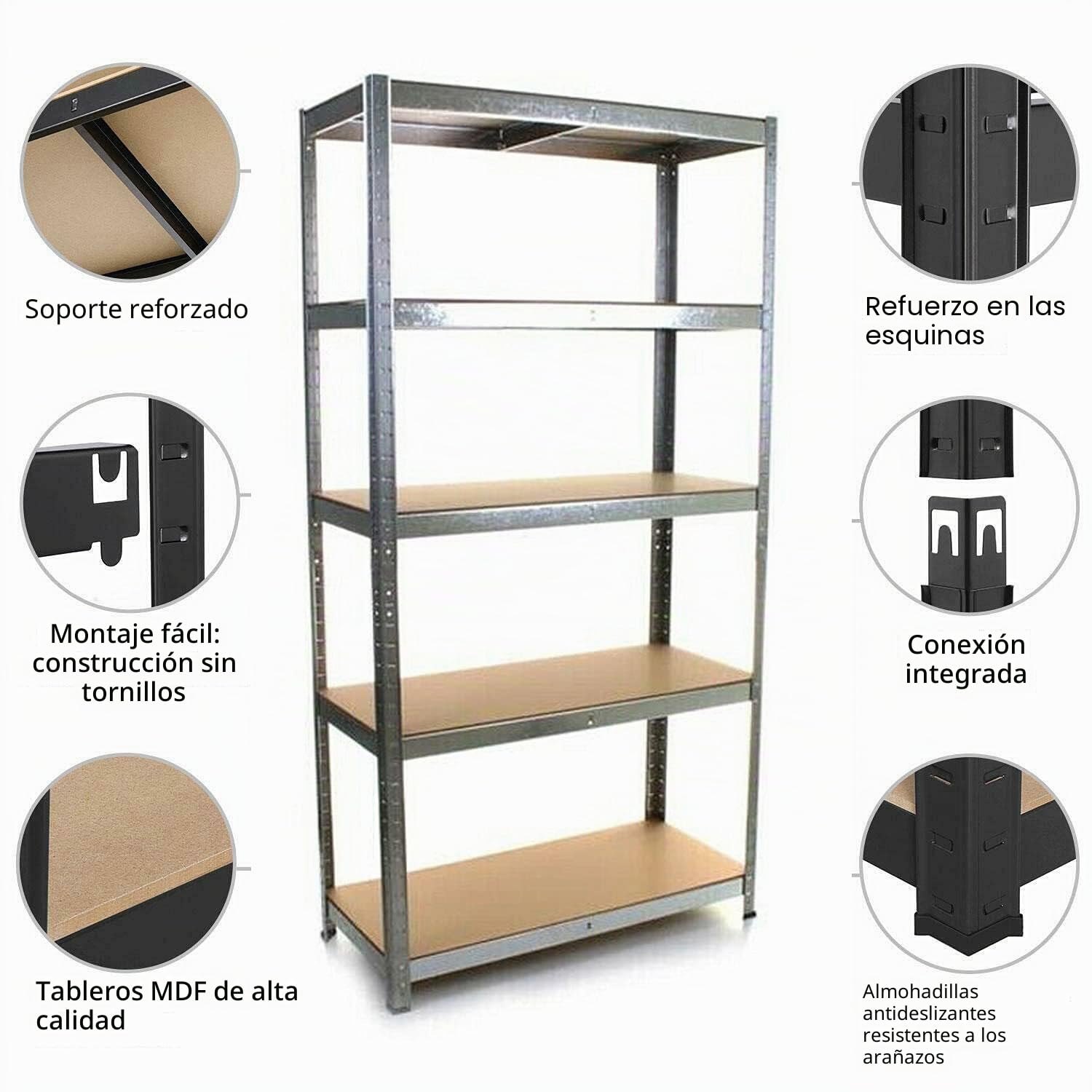 Estantería para Cargas Pesadas, 200 x 100 x 50 cm, estantería de Metal, estantería Ajustable, fácil instalación, soporta hasta 875 kg, galvanizada