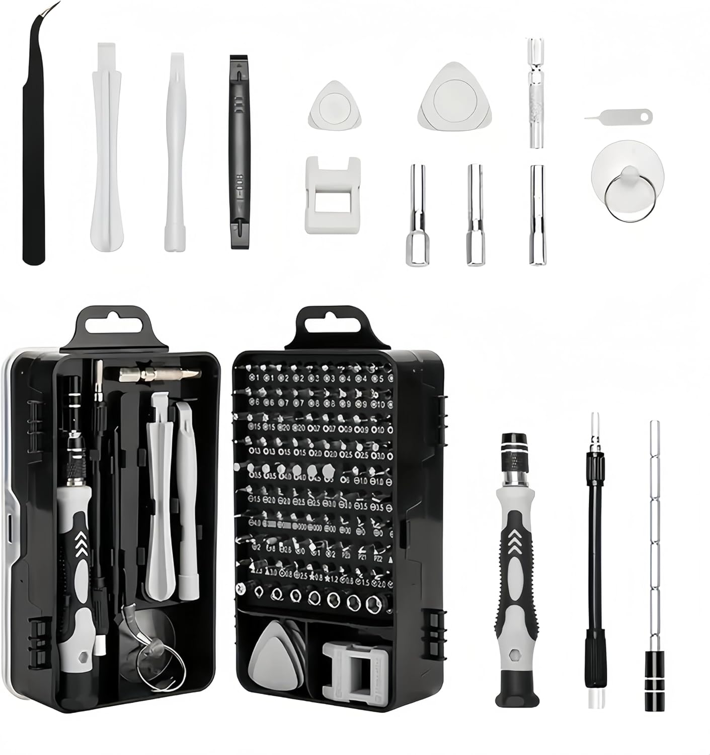 Conjunto de chaves de fenda de precisão, kit de ferramentas de reparo magnético de grau profissional 115 em 1 para eletrônicos