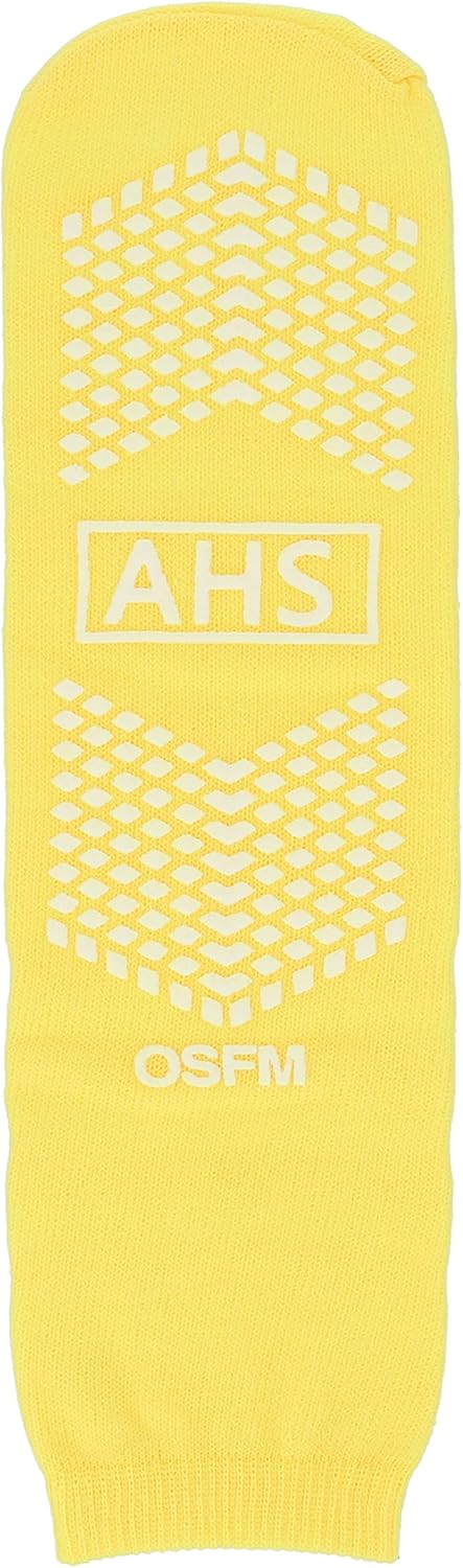 AMERICAN HOSPITAL SUPPLY Slipper Socks | Yellow One Size Fits Most Hospital Socks | Grip Socks with Elastic Cuff | Case of 48 Pairs
