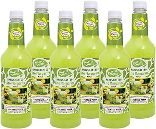 MASTER OF MIXES Margarita Lite Drink Mix, Ready To Use, 1 Liter Bottle (33.8 Fl Oz), Pack of 6