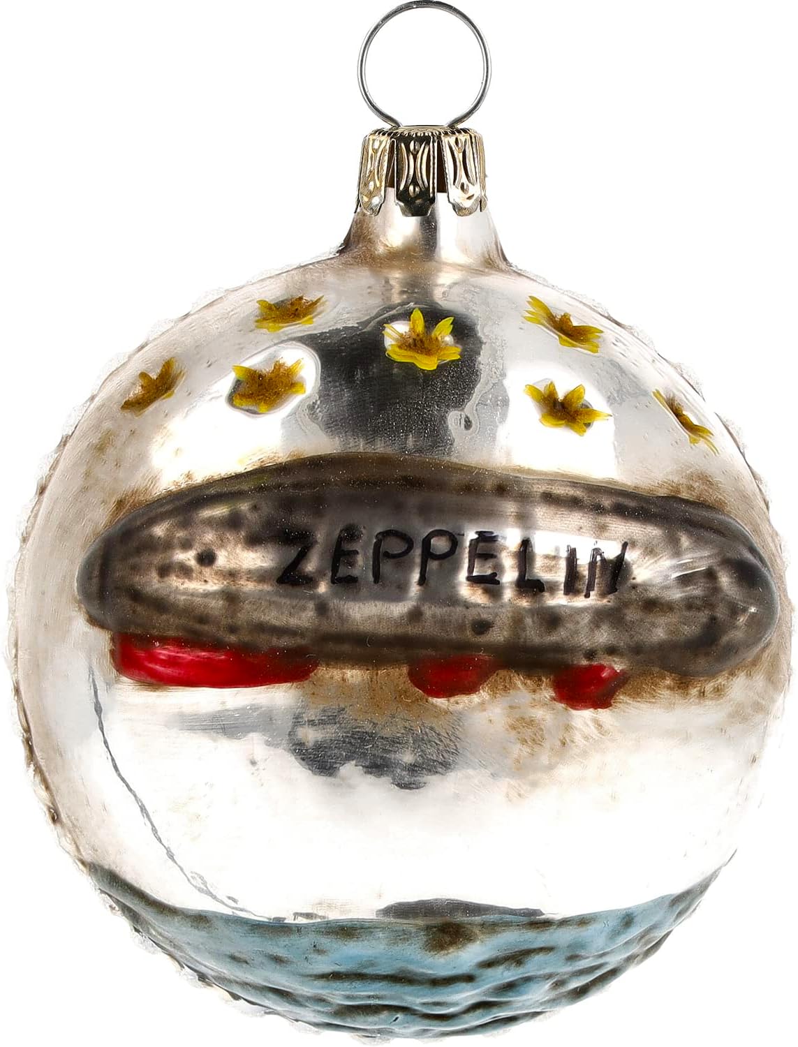 MAROLIN Glass Ornament Ball with Zeppelin with Glitter