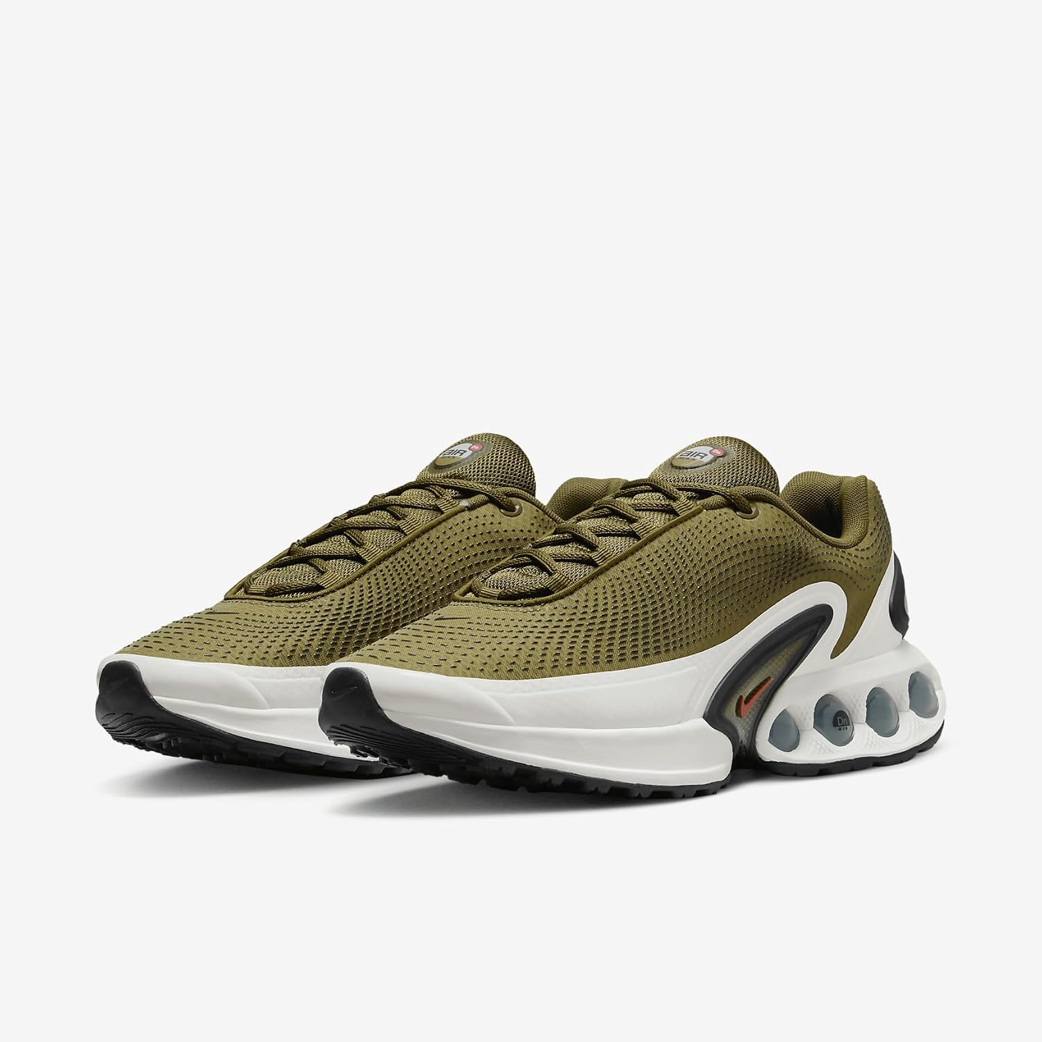 Nike Air Max Dn Shoes (DV3337-300, Olive Flak/Black/Olive Flak/Gym Red) Size 12
