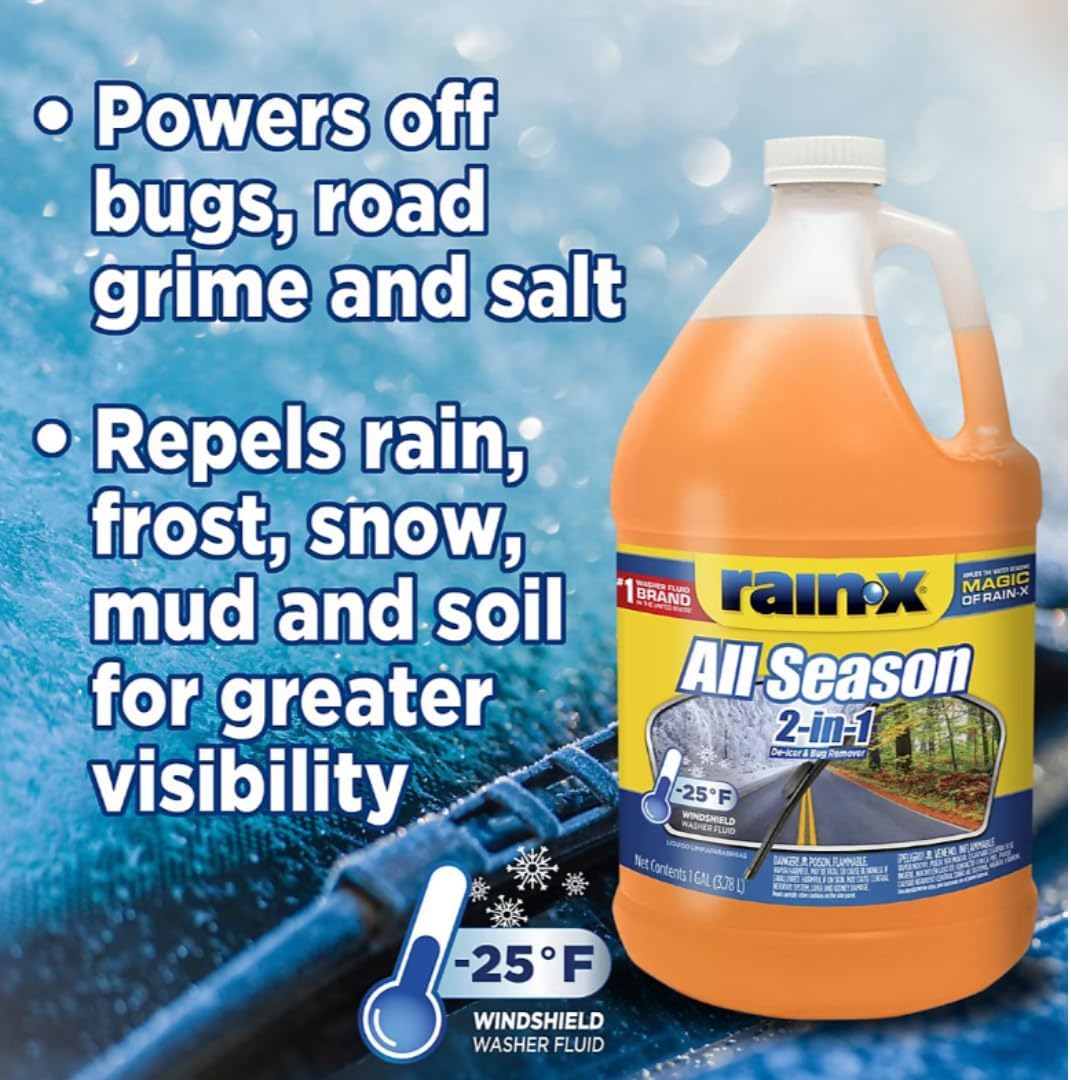 All Season Rain -25F 2-in-1 Windshield Wash, Deicer & Bug Remover Washer Fluid, 2 pk./1 gal.