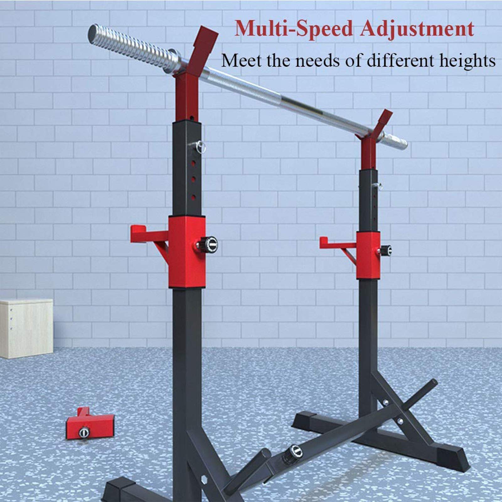 Soporte Ajustable para Sentadillas, Barra y Mancuernas, Gimnasio en casa para Levantamiento de Pesas, Culturismo y Entre