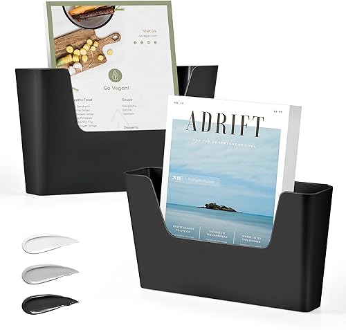 JOMOLA Soporte para archivos sin perforación, paquete de 2 organizadores de correo, organizador de archivos de montaje en pared, organizador de