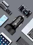 USB C Car Charger Adapter Cigarette Lighter USB Charger Fast Charging [PD QC 3.0] 36W USBC Car Phone Charger with LED Voltmeter for iPhone 17/16/15/14/11Pro Max Plus 14 Galaxy S24 iPad Pro