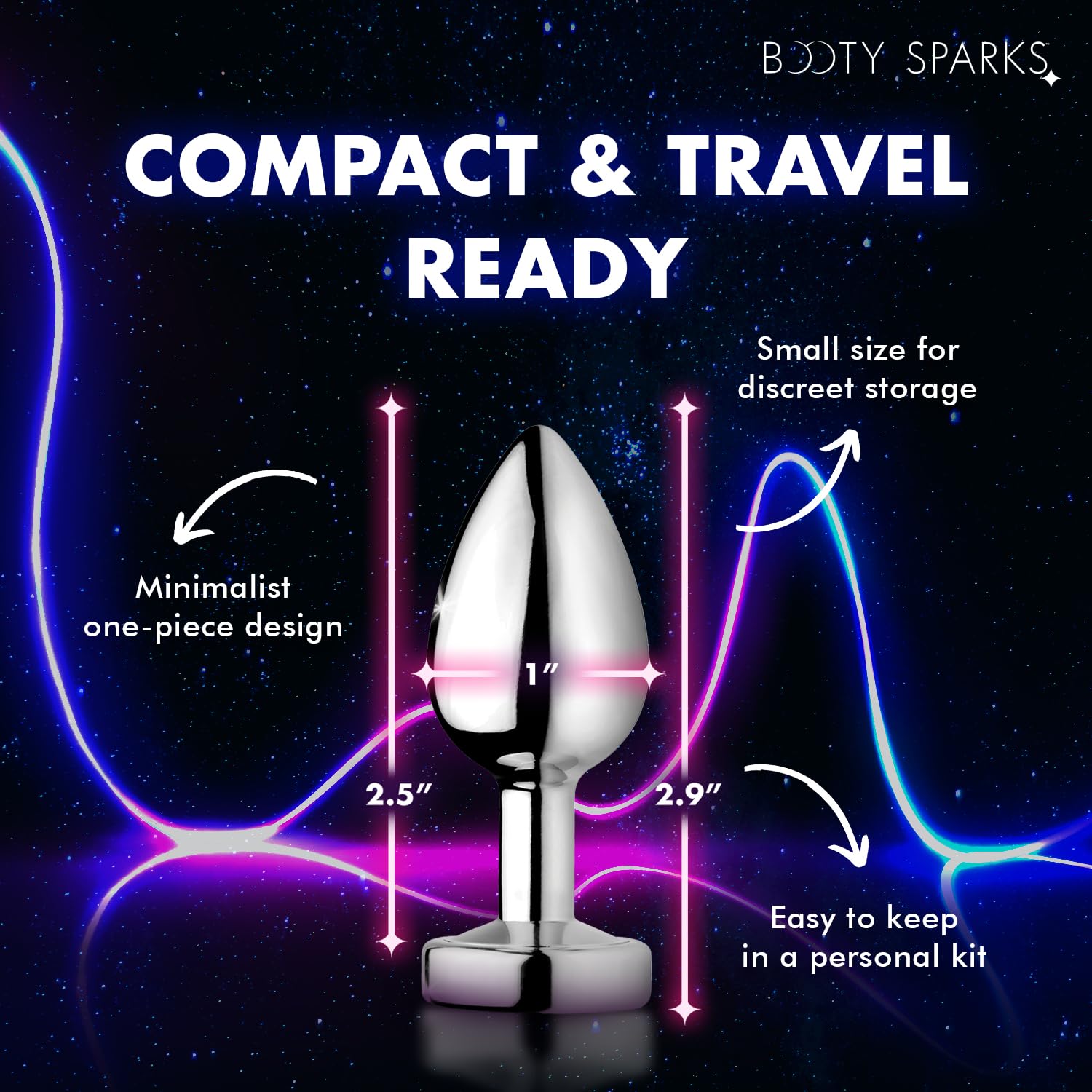 XR BRANDS Light Up, Piccolo Anal Plug, Argento - 300 g