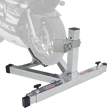 Black Widow Motorcycle Wheel Chock, Adjustable Aluminum Stand Fits 15-22" Tires, Heavy Duty Stabilizer for Transport, Garage or Showroom Use