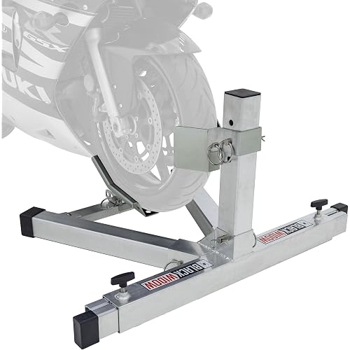 Black Widow Motorcycle Wheel Chock, Adjustable Aluminum Stand Fits 15-22" Tires, Heavy Duty Stabilizer for Transport, Garage or Showroom Use