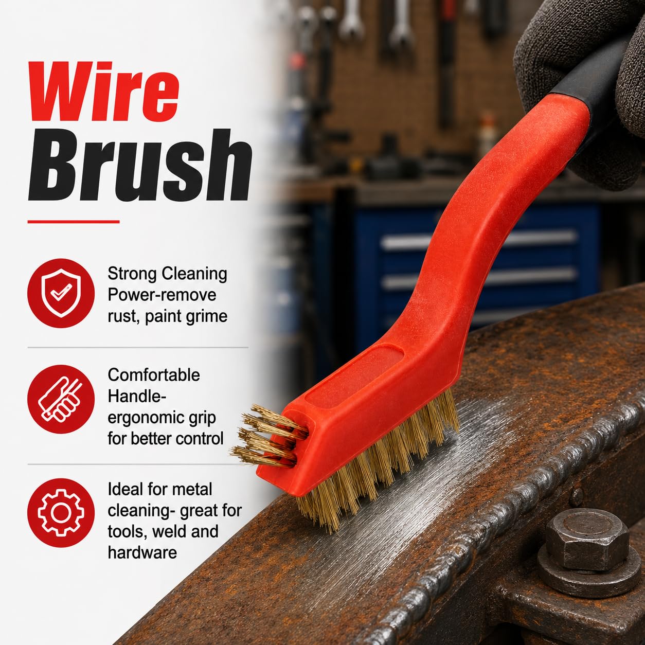 Upgrade 7PCS Wire Brush Set, Brass Steel Nylon Brush for Rust Paint Removal
