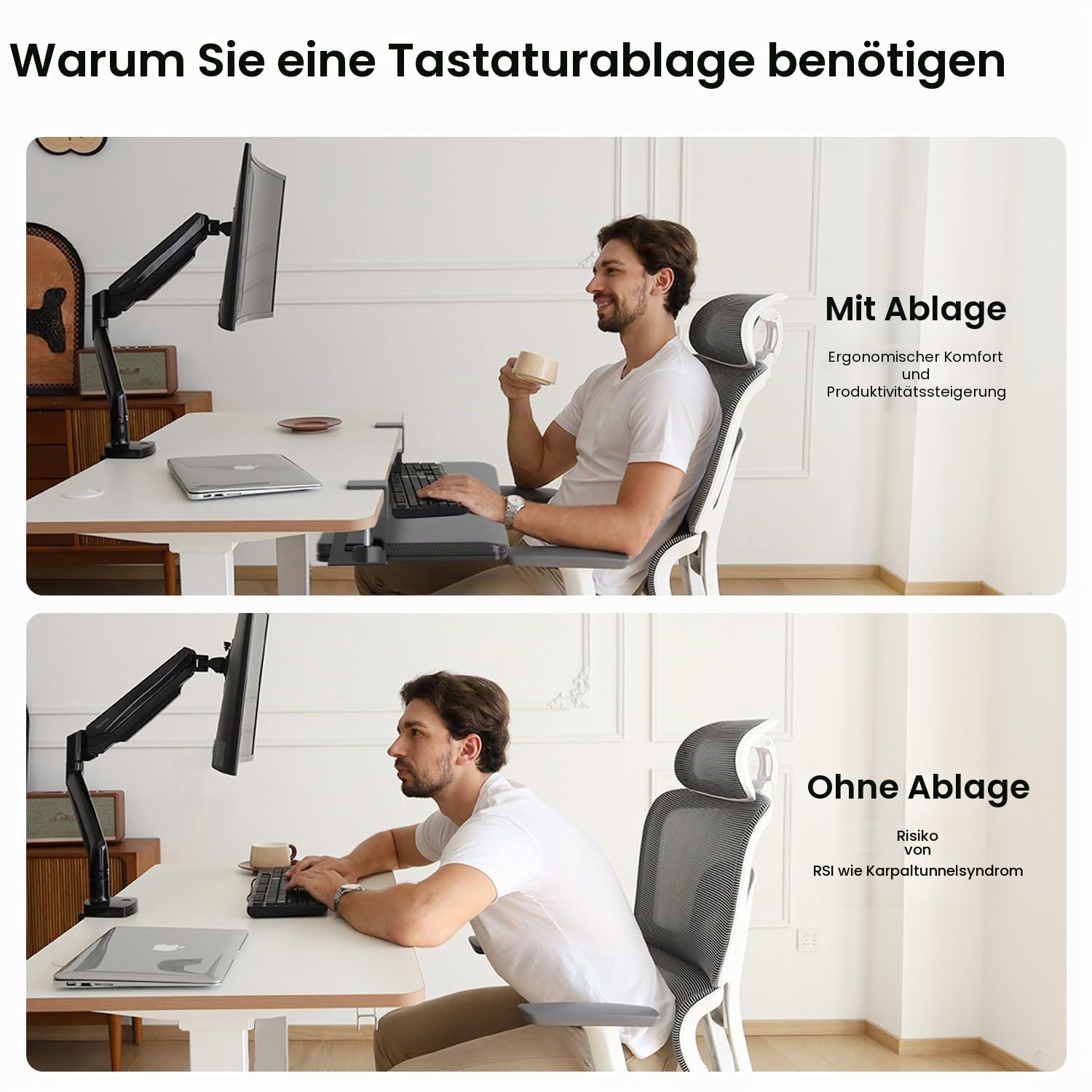 NearHub Tastaturauszug Tastatur Halterung Auszug Tastaturabage Ausziehbar Untertisch-Tastaturständer mit C Klemme,Ergonomisches Design, Karbonoptik Passt,Größe: 65cm((76 cm Klemmen) x 30cm,Schwarz