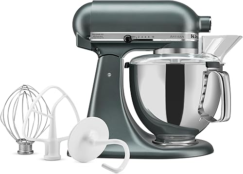 Miniatura 15 de KitchenAid KSM150PSAC Artisan Series - Batidora de pie con capacidad de 5 cuartos o 4.7 litros, incluye escudo vertedor Azul hielo