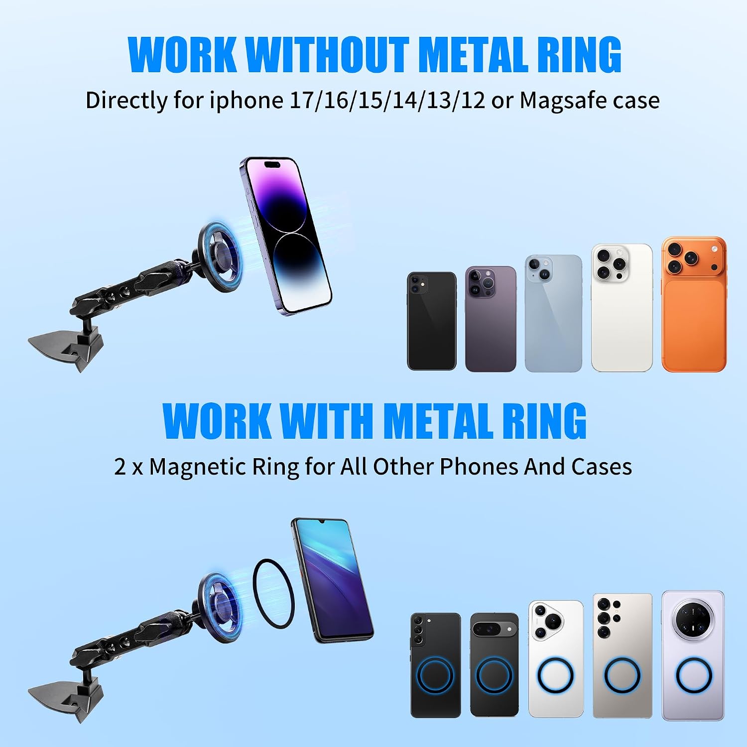 Magnetic Phone Mount Holder for 2018-2023 Jeep Wrangler JL JLU 4XE Gladiator JT 2/4 Door, MagSafe Car Mount, 360° Adjustable Car Phone Holder for Jeep Wrangler Accessories Fit 8.4" Screen