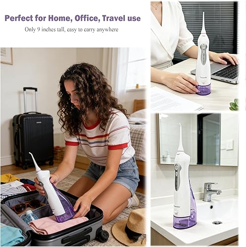 Miniatura 3 de Tovendor Irrigador Dental Eléctrico de Agua, Hilo Dental Inalámbrico, Irrigador Oral IPX7 Resistente al Agua, 300ML Recargable, Limpiador de Dientes