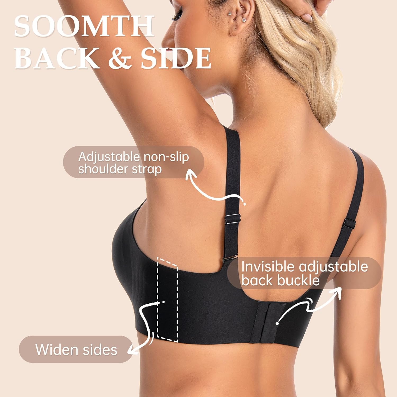 Jelly Wireless Push Up Seamless Sleep T Shirt Bras with Support for Women Soft Full Coverage No Underwire Everyday Bra - Image 5