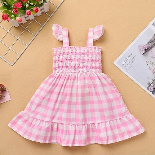 Miniatura 4 de AWIBMK Vestido de cuadros rosa para bebé, traje de cumpleaños para niñas pequeñas, ropa de princesa a cuadros rosados, disfraz de Halloween, cosplay