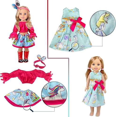 Miniatura 5 de 10 juegos de ropa para muñecas americanas de 14 pulgadas, compatible con muñecas de 14.5 pulgadas, ropa y accesorios hechos a mano, accesorios de