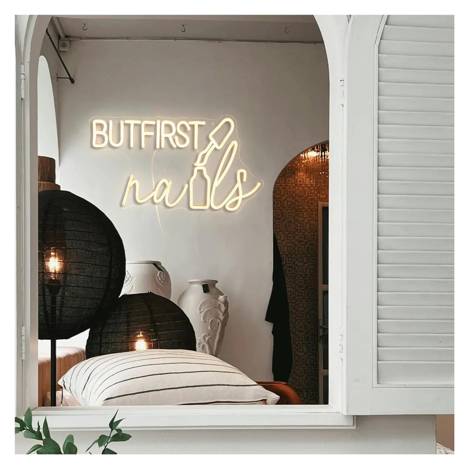 Hängende Kunst-Leuchtreklamen ”But First Nails“Neonschild Dimmbare LED-Nägel Neonlicht USB Warmweiß Für Nagelstudio Mädchenzimmer Shop 25cmx35.2cm