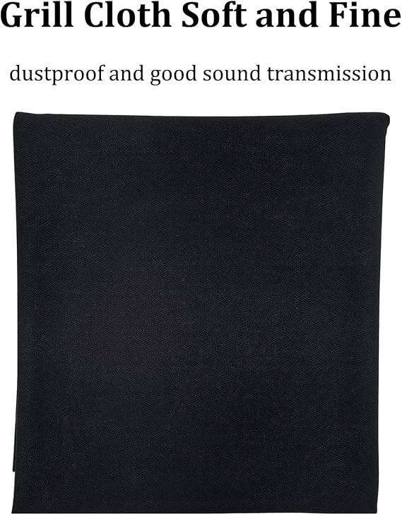 Amooma Speaker Grill Cloth 67x40 Black Sound Transparent Mesh Fabric