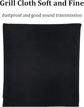 Amooma Speaker Grill Cloth 67x40 Black Sound Transparent Mesh Fabric