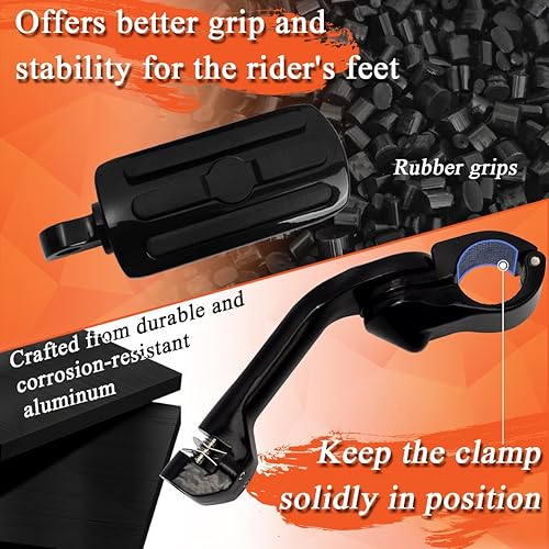 Miniatura 10 de FOVPLUE Estriberas de carretera de 1.25 pulgadas, clavijas ajustables en ángulo largo con soportes para Harley Touring Street Glide Electra Glide