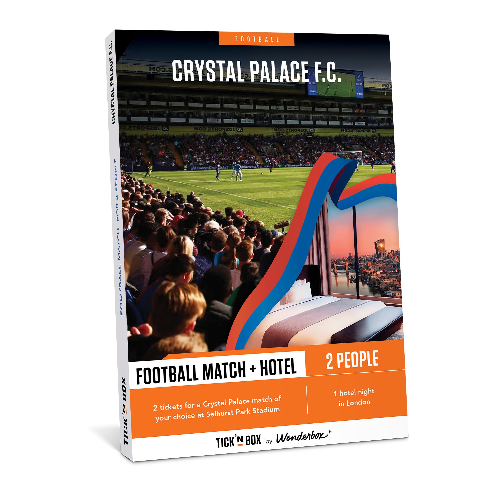 Tick&Box - Gift Box - Crystal Palace Match for 2-1 night stay - Visit The Home of Football - Football Gift - Unique Experience for a true London souvenir - Valid for 2 years