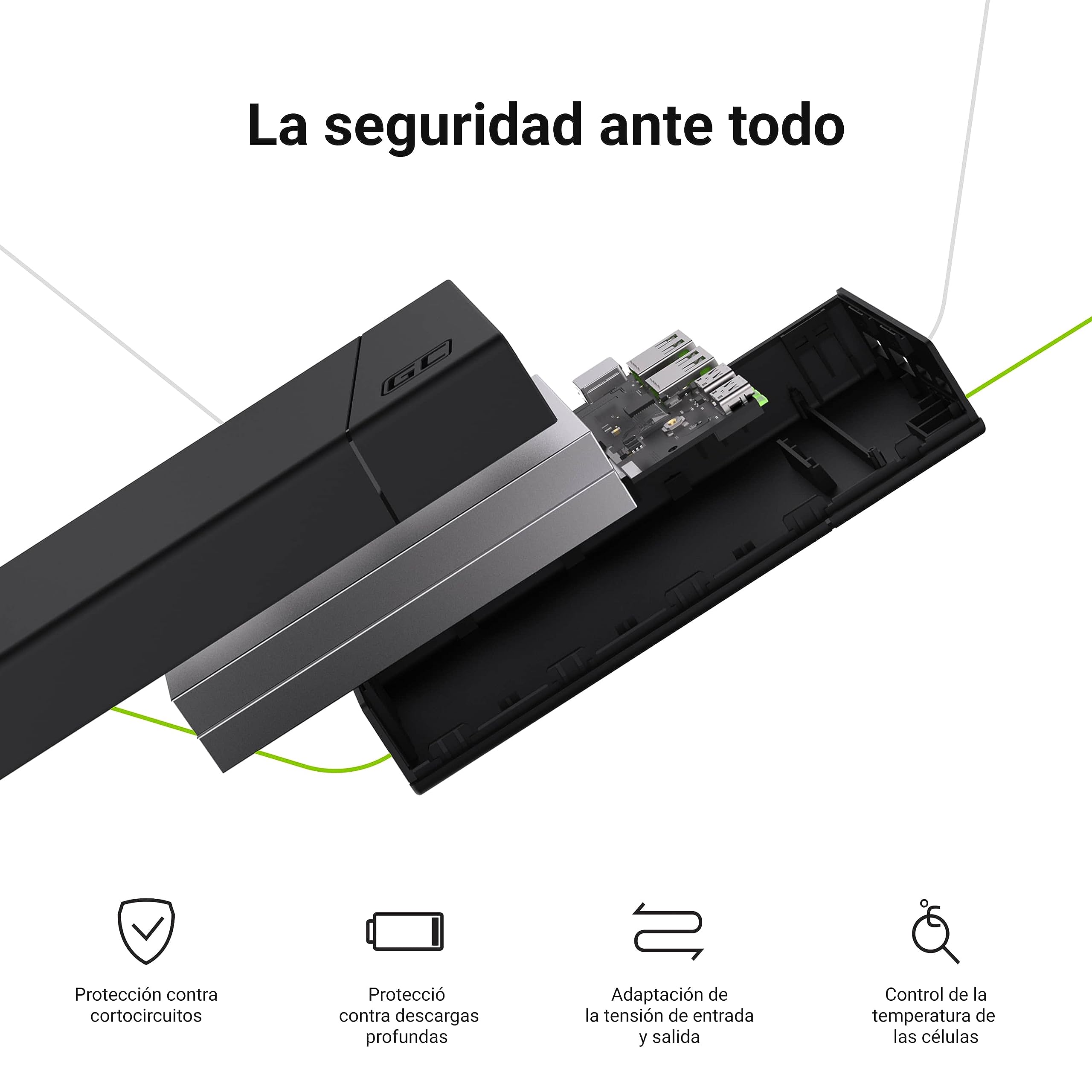 Green Cell Bateria Externa GC PowerPlay20 20000mAh | 4-Puerto Power Bank con 2x USB-C 18W Power Delivery y 2x USB Quick Charge 3.0 Carga Rápida para iPhone, iPad, Samsung, Switch, Smartphone, Tablet