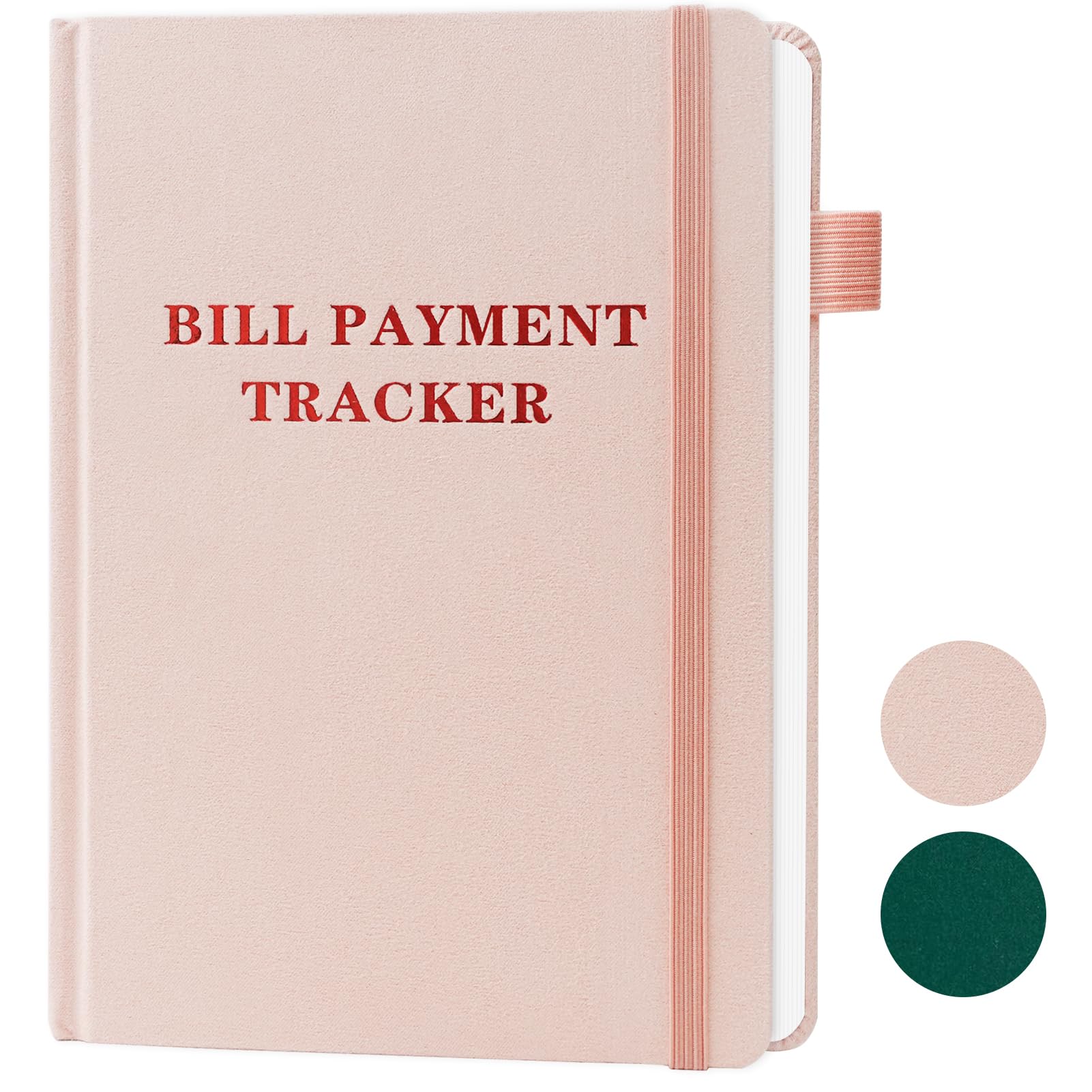 Bill Organizer with Pockets - Bill Paying Organizer with Pockets 2025, Monthly Bill Payment Checklist with 2280 Billing Records, Bill Tracker Notebook for Expenses and Money Savings, Pink