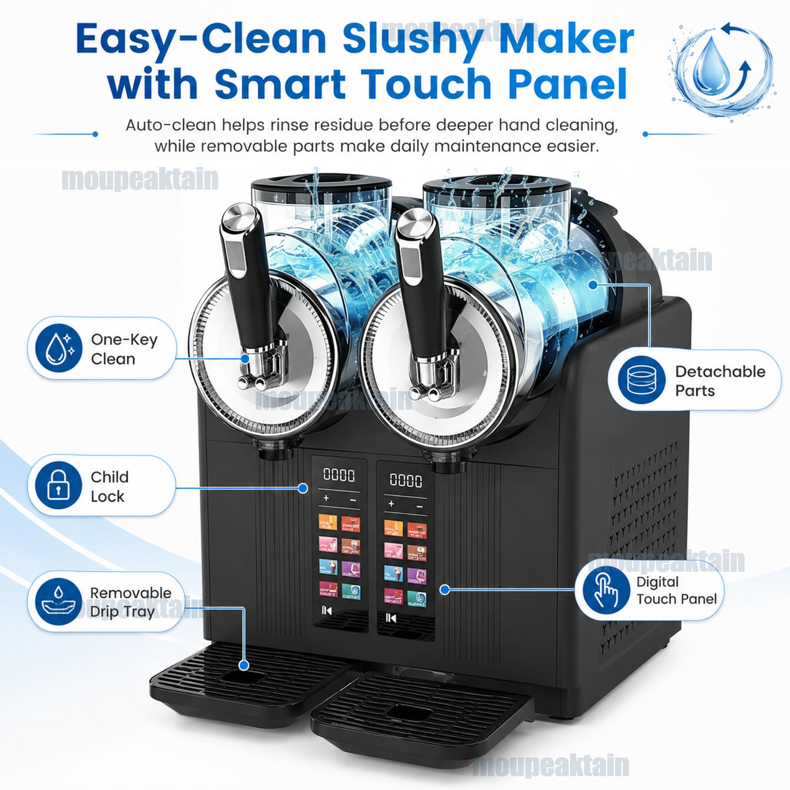 Máquina De Granizados & Helado Soft 2 En 1, Granizadora Maquina Con Doble Depósito 4l Y 6 Programas, Para Granizados, Batidos, Bebidas Frías, Helado Cremoso, Fiestas, Casa Y Cafeterías Black