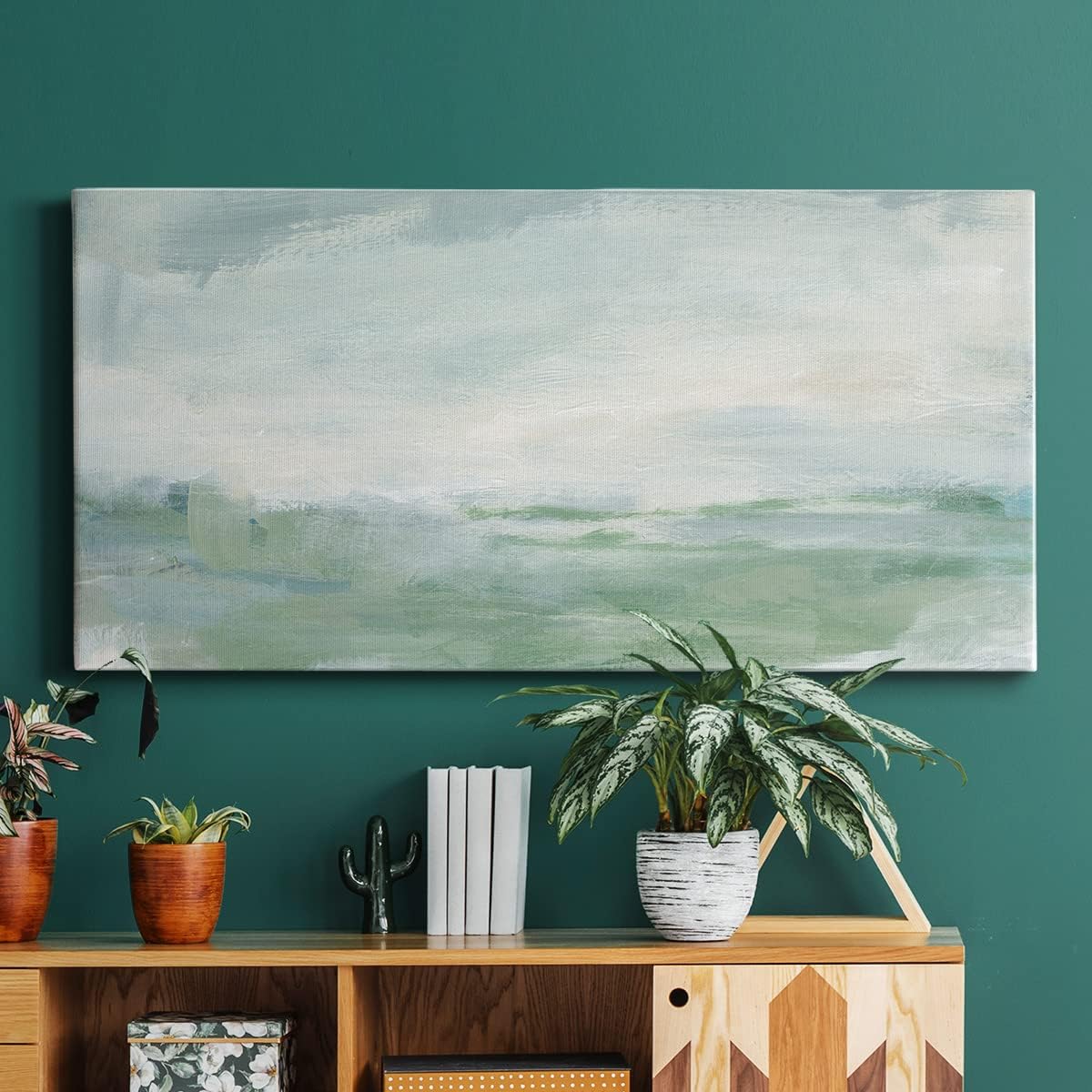 Renditions Gallery Canvas Nature Wall Art Modern Paintings Decorations Serene Faded Ocean Abstract Peaceful Canvas Coastal Wall Hanging Artwork for Office Bedroom Kitchen - 8"x16" -LT515