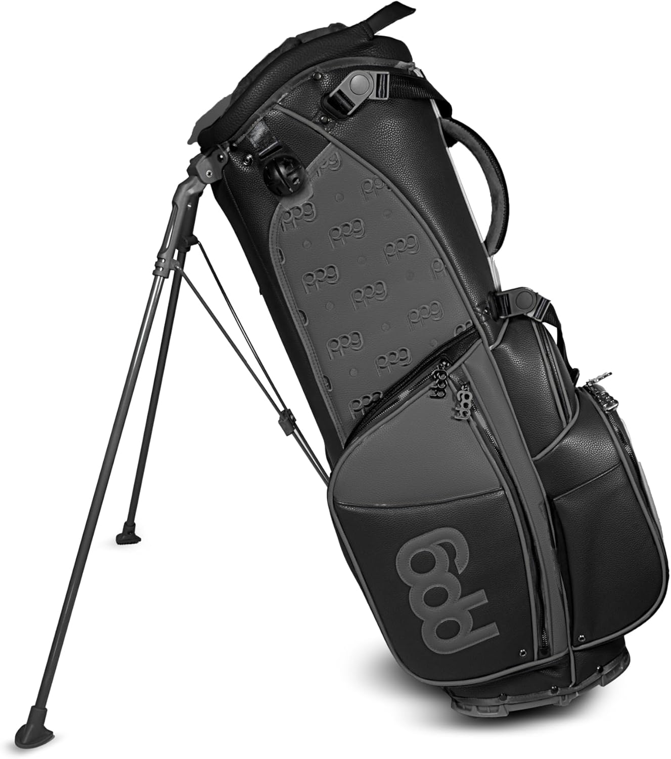 PPG Pin Popint Golf Triumph Series Stand Bag, 6-Way Club Divider, Protective Cover, Multiple Pockers for Organization, Easily Attaches to Pushcar & Trolley, Onyx