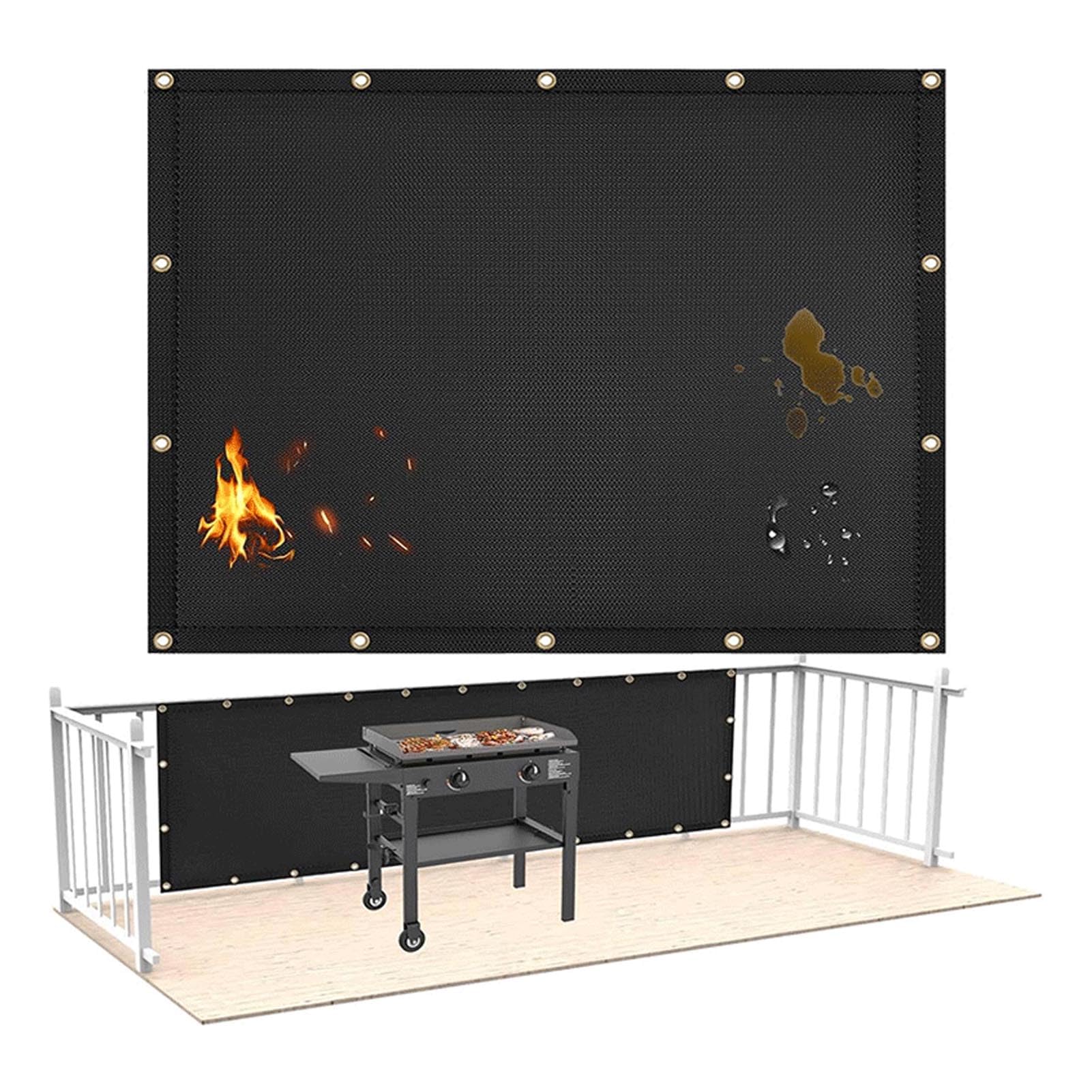 sotto Tappetino per Grill per Esterno, Tappetino da Calore Pioggia in Fibra di Vetro e Protezione murale per la Stufa a Prova (3 * 10ft)