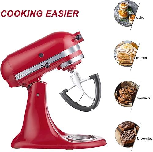 Miniatura 5 de Batidor de borde flexible para batidora KitchenAid, 4.5-5 cuartos de galón para accesorios de mezclador Kitchenaid, se adapta a cabezal inclinable
