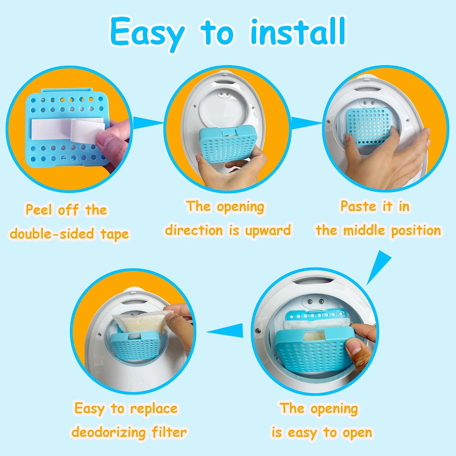 2 Pack Stick On Deodorizing Box, 12 Pack Diaper Pail Deodorizer Compatible with Ubbi Diaper Pail, Odor Removing Refills for Ubbi Adult Diaper Pail, for Most Steel Diaper Pail (Blue)