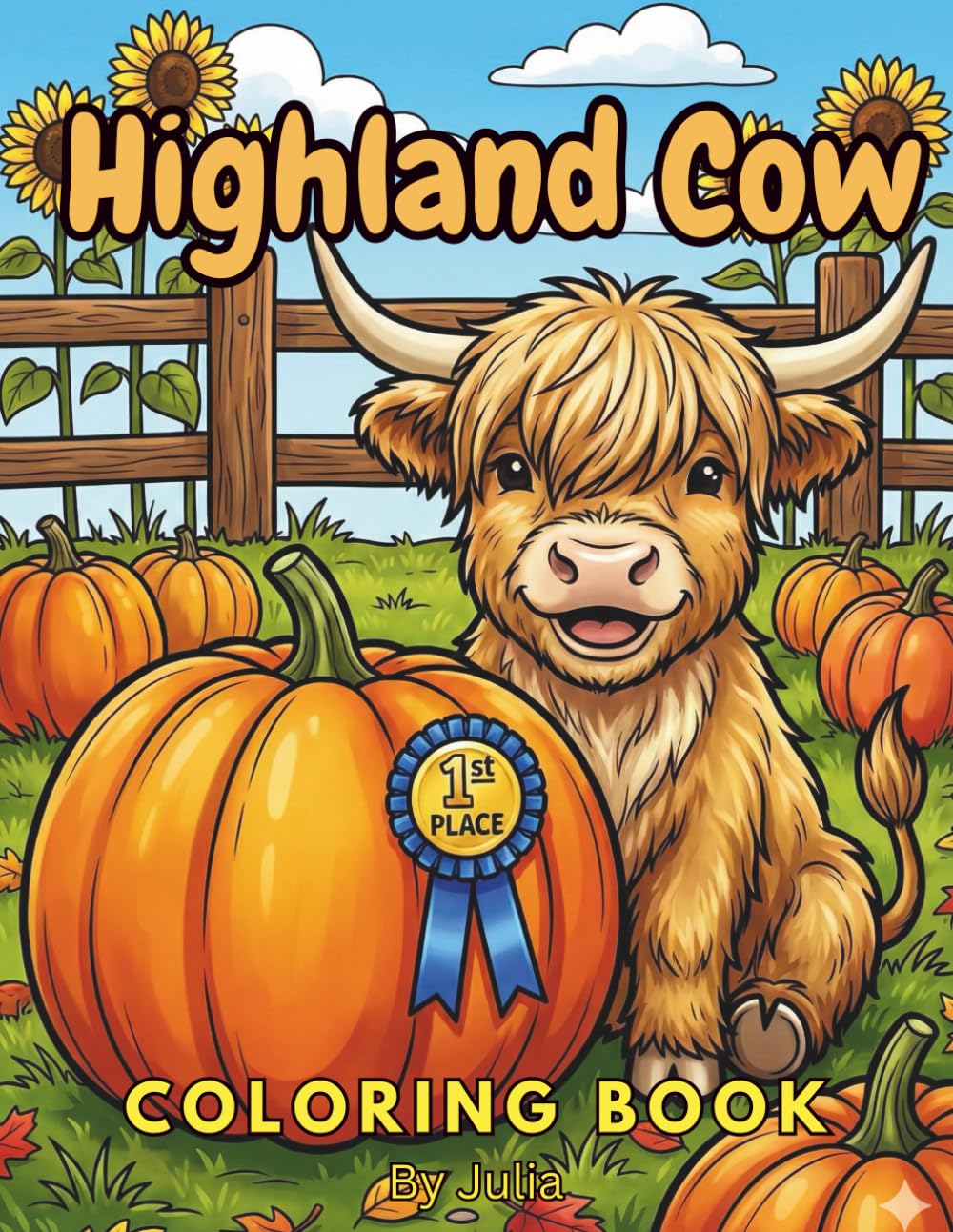 Highland Cow Coloring Book: Bold and Easy Highland Cow Coloring Book for Adults and Seniors: Large Print Adorable Farm Animals for Stress Relief and Relaxation
