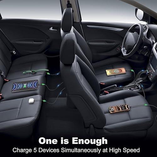 Miniatura 4 de OKRAY - Cargador de coche USB C de 5 puertos de 90 W, paquete de 3 unidades de carga súper rápida PD30W 12 V, adaptador de encendedor de cigarrillos