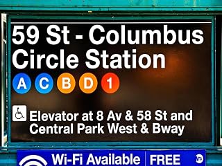 ART.COM Wall Art Print Subway Station Signs, 59 Street Columbus Circle Station, Manhattan, NYC, White Frame by Philippe Hugonnard, 16" x 12"