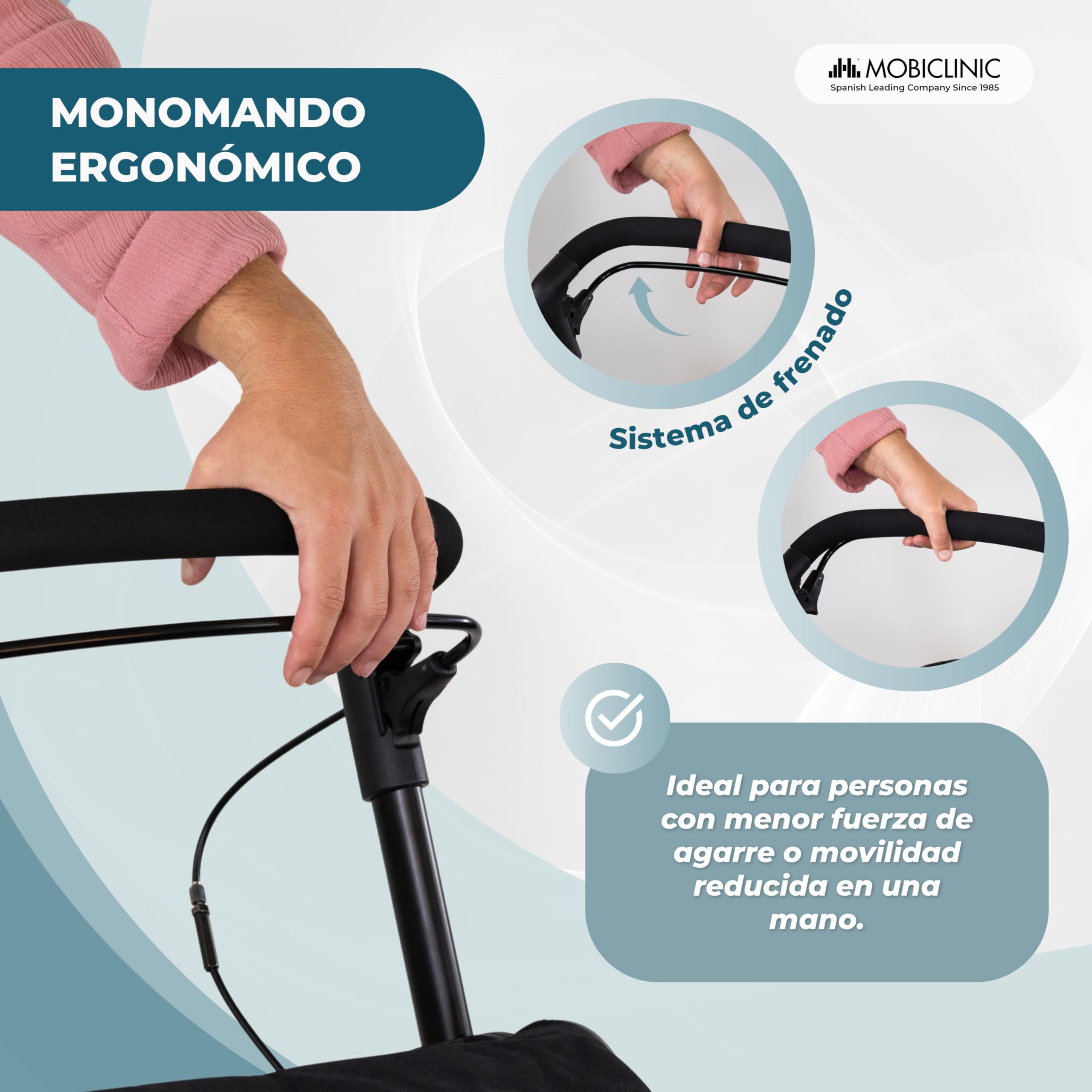 Mobiclinic®, Andador Plegable + Carro de la Compra, 2 en 1, Freno de Estacionamiento, Regulable en 6 Alturas, Monomando, Cesta y Bolsa XXL Extraíble, Ruedas 360º, Resistente, Aluminio, Formen