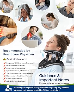 Neck Traction Device, Adjustable Cervical Neck Stretcher with 360 Degree Support, Ergonomic Neck Brace for Home Office Use, 0.96 lbs Lightweight and Portable (Black)