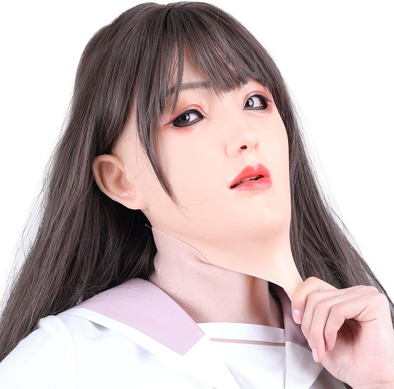 Silicone Female Mask with Makeup Realistic Full Head Face Mask for Crossdresser Cosplay Halloween - Image 2