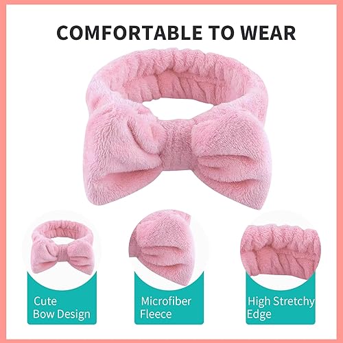 Miniatura 5 de WSYUB 3 diademas de spa, diadema de maquillaje para lavar la cara, diademas con lazo para mujeres, diademas esponjosas para el cuidado de la piel de