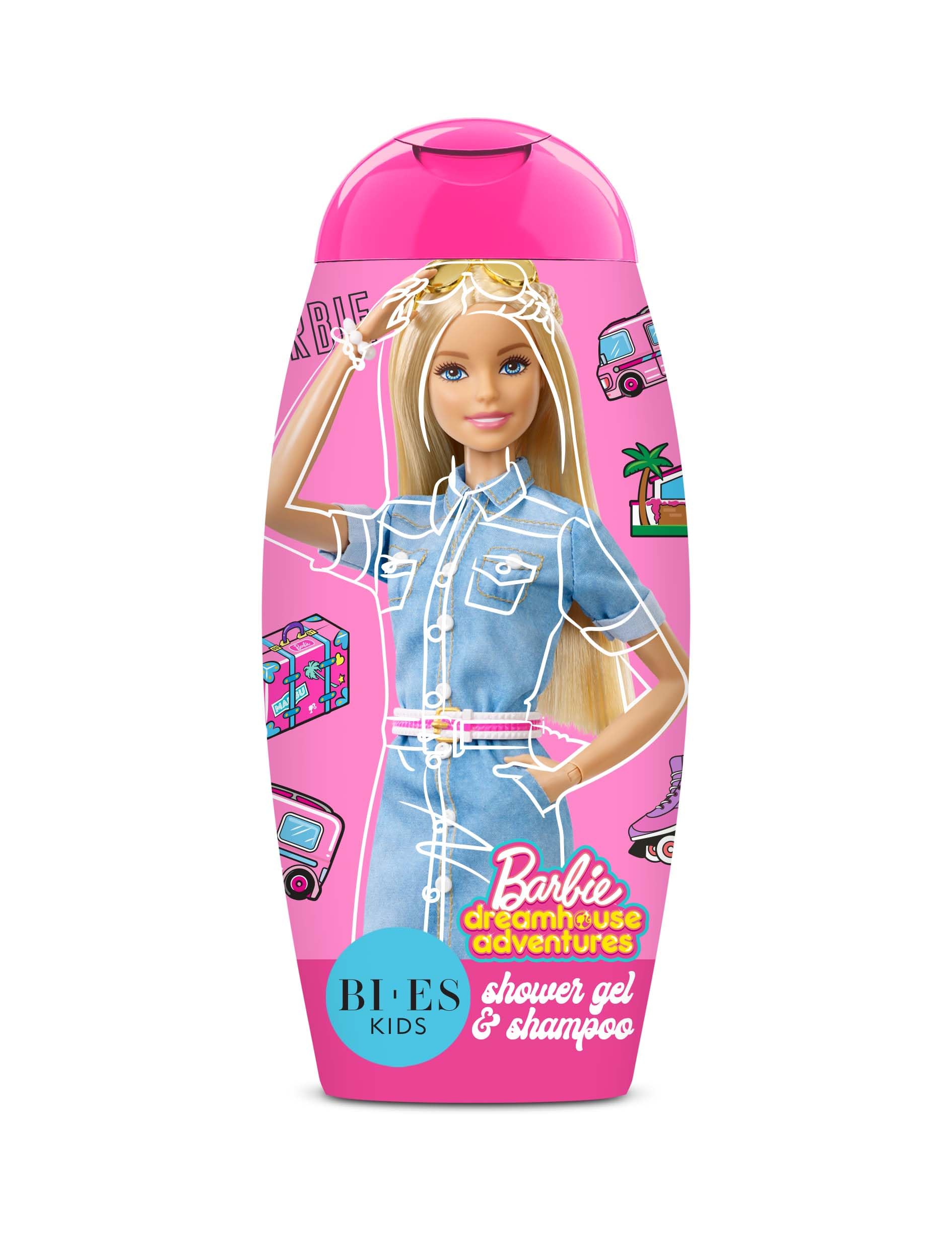 Barbie Dreamhouse 2-in-1 Shower Gel & Shampoo for Kids & Adults – Paraben-Free, Hydrating with Glycerin & Chamomile, Moisturizing, Gentle Cleanser for Sensitive Skin, Refreshing Scent, Ages 3+, 250ml