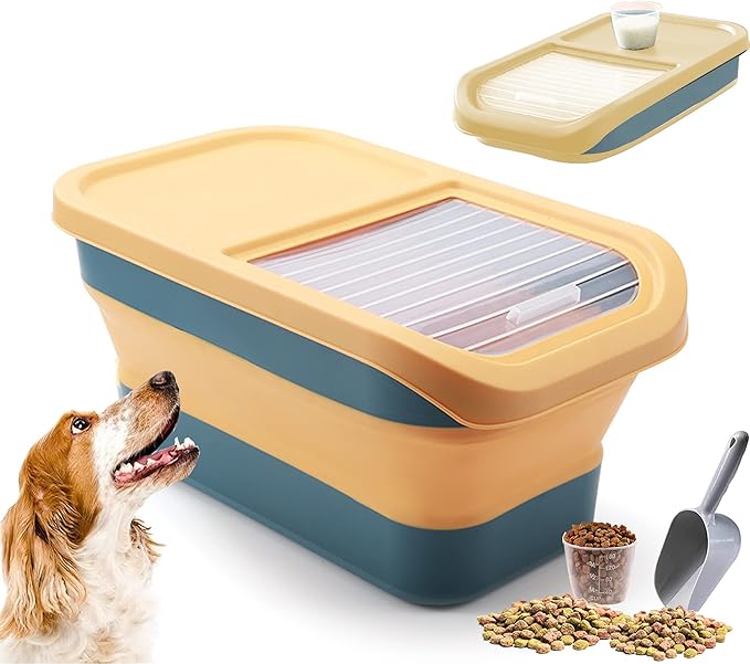 PASUTEWEL Pet Food Storage Container, Foldable 13 lb Dog