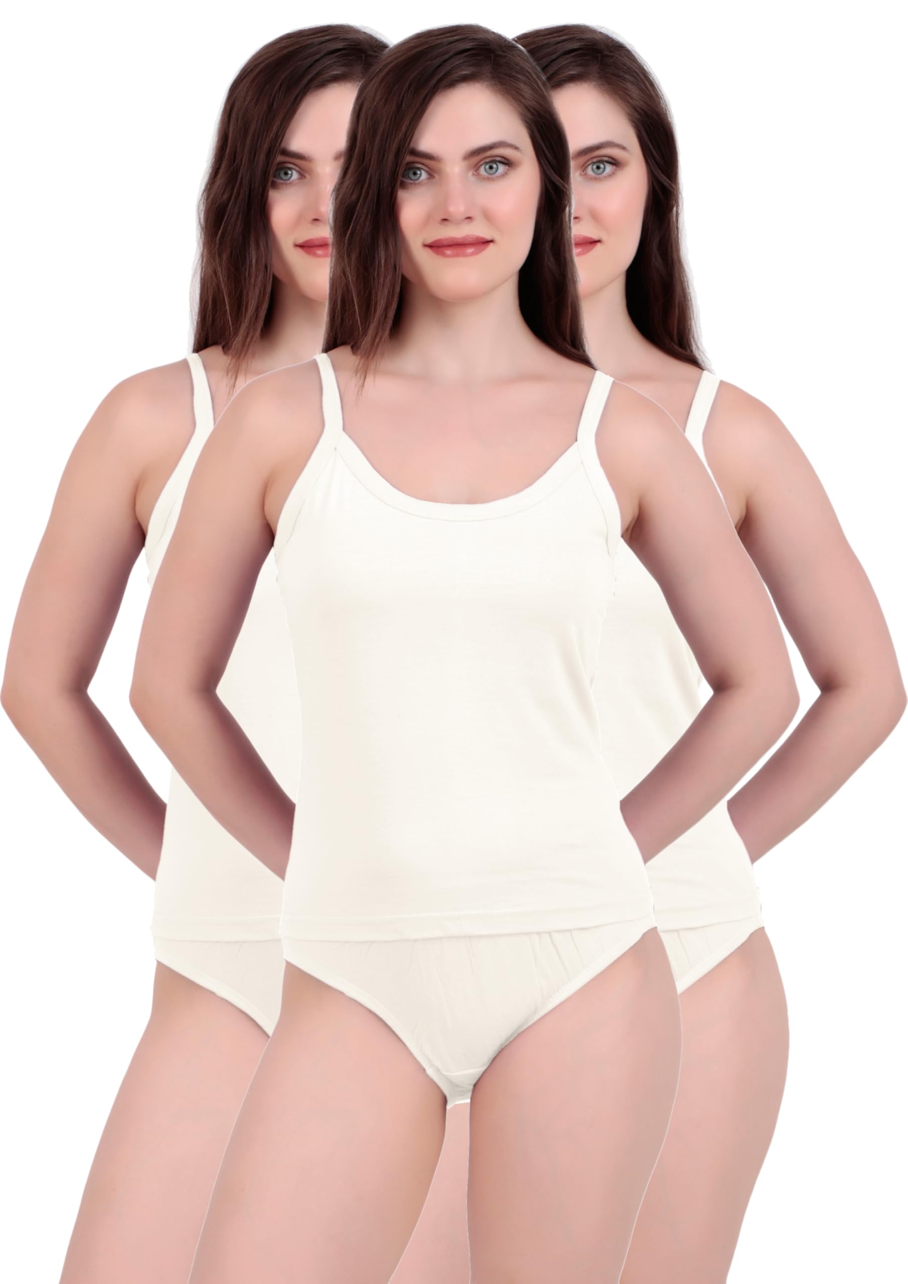 Women's Camisole (Pack of 3/4 / 5) | 100% Cotton Offwhite Ladies Slips-image-40