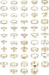 53 Pcs Vintage Knuckle Rings Set Stackable Finger Rings Midi Rings for Women Bohemian Gold Carved Joint Finger Rings Boho Midi Ring Pack