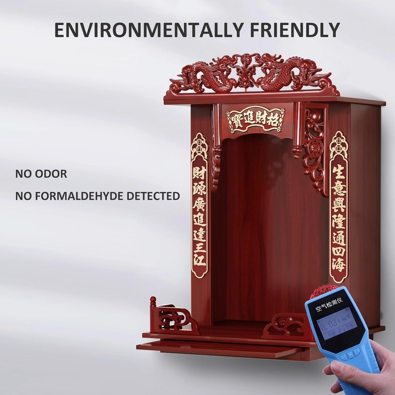 Buddha Shrine Altar Meditation Table, Wall-Mounted Display Shelf, Offering Table for Buddhist Statues and Decorations